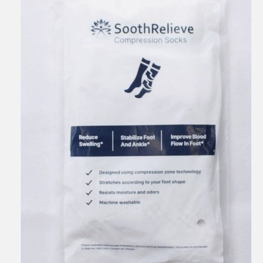SoothRelieve Unisex Adult's Compression Socks DM3 White/Black Neuropathy Large‎